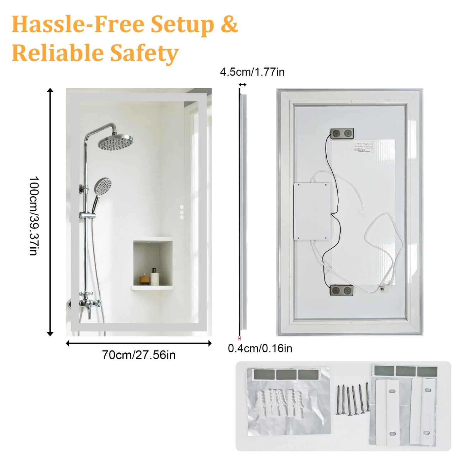 LED Bathroom Mirror With Bluetooth Speaker And Anti Fog Backlit