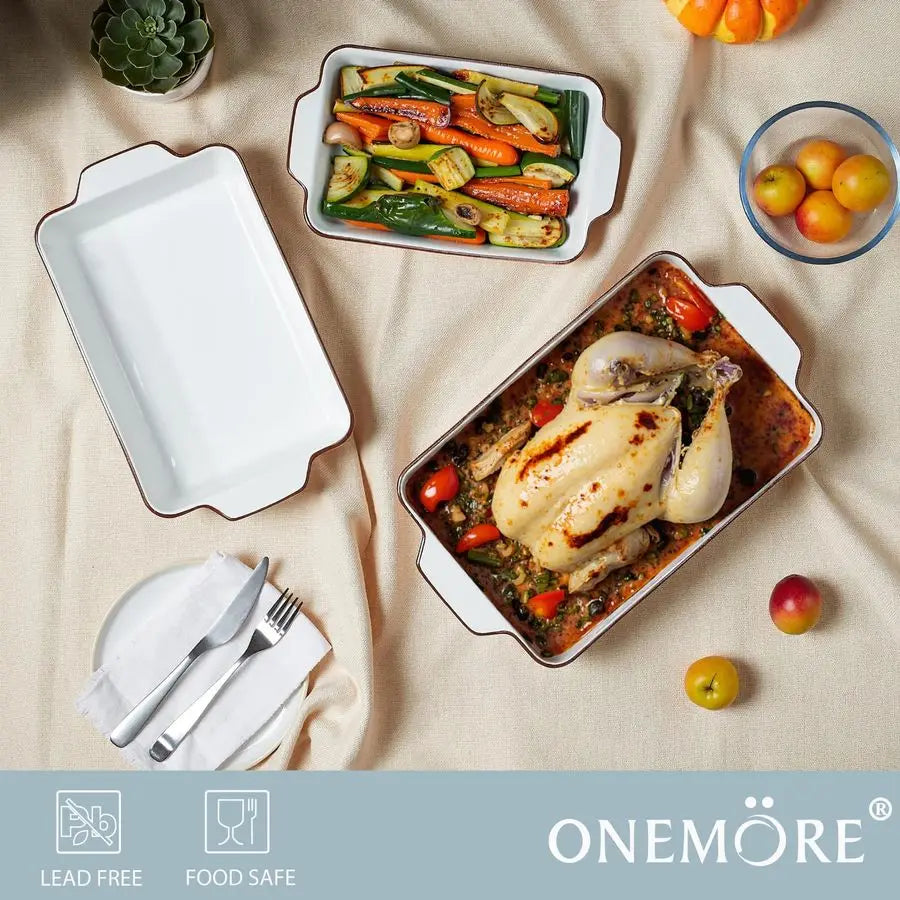 XMSJ Ceramic Casserole Dishes Nonstick Bakeware Set With Handles
