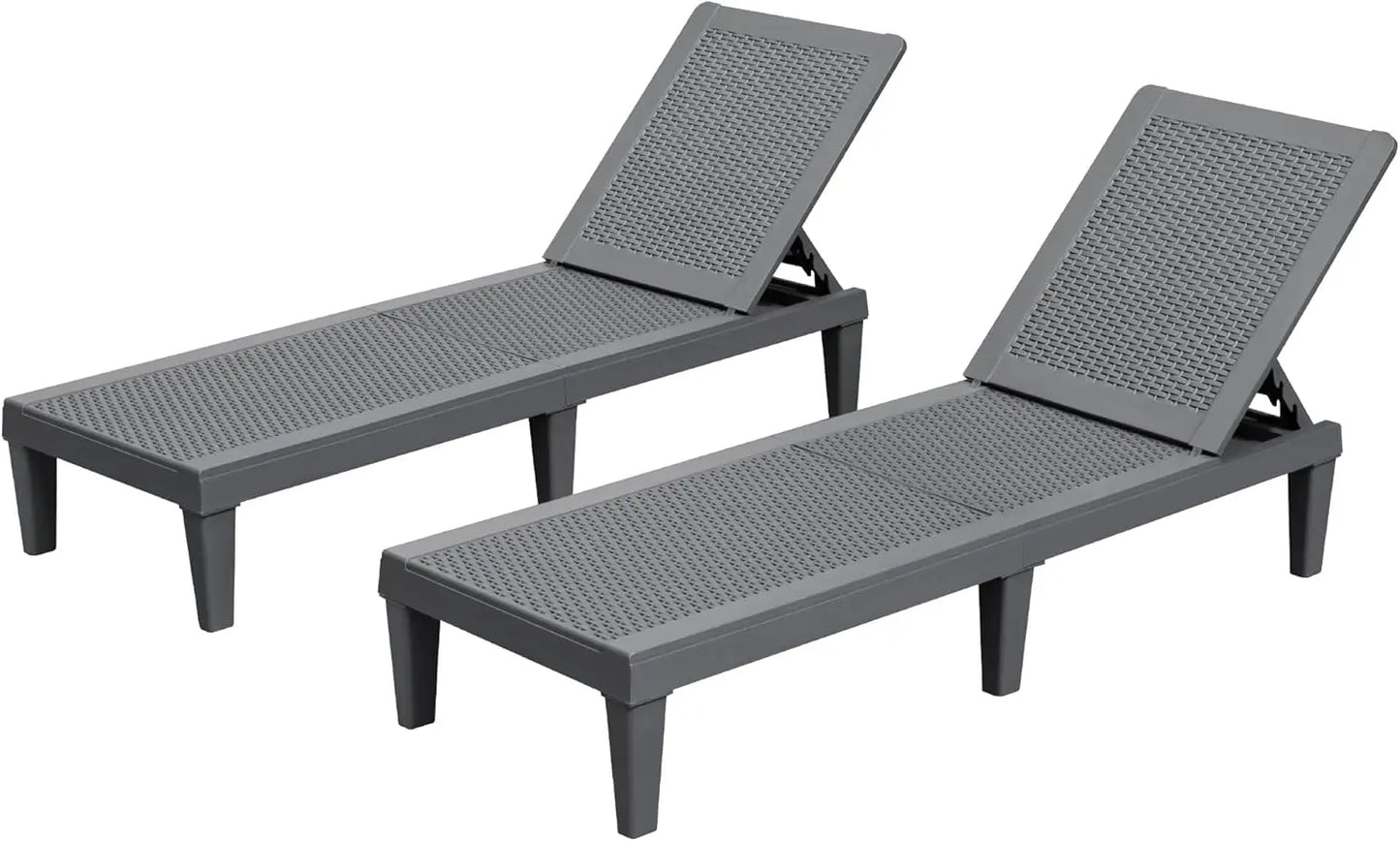 Patio Chaise Lounge Chairs 2 Pack Outdoor Reclining Backrest