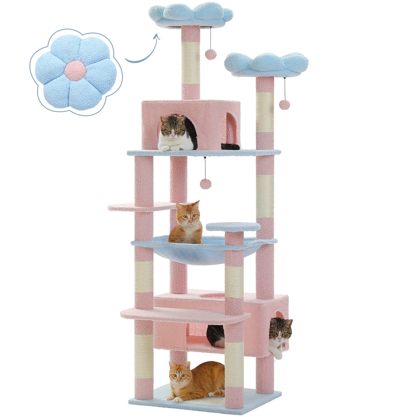 PEQULTI Multi Level Cat Tree Tower With Scratching Posts Hammock