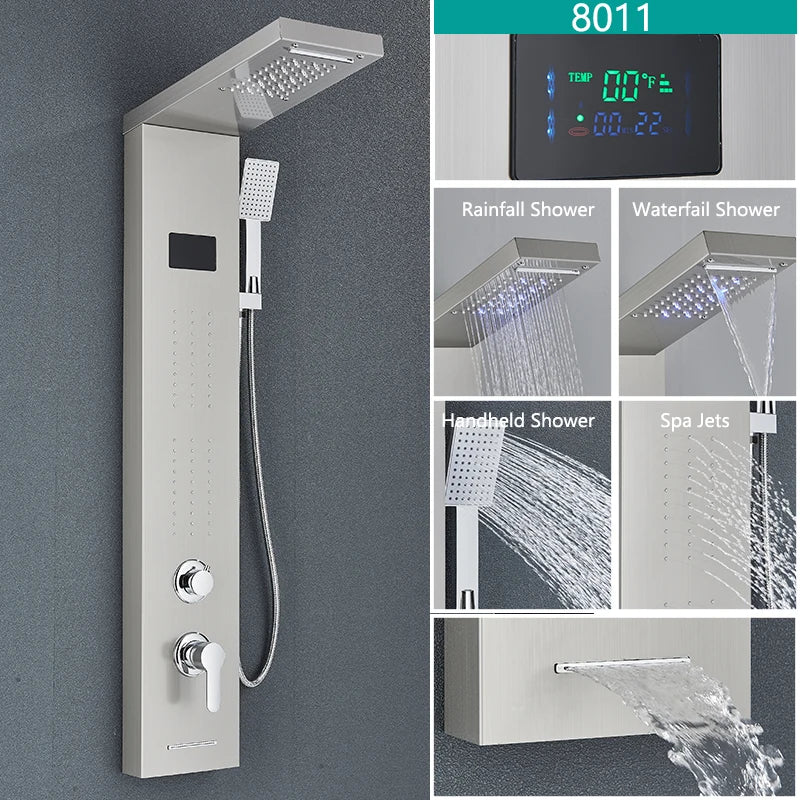 Wanmivezlo LED Shower Panel With Rainfall Jets And Massage