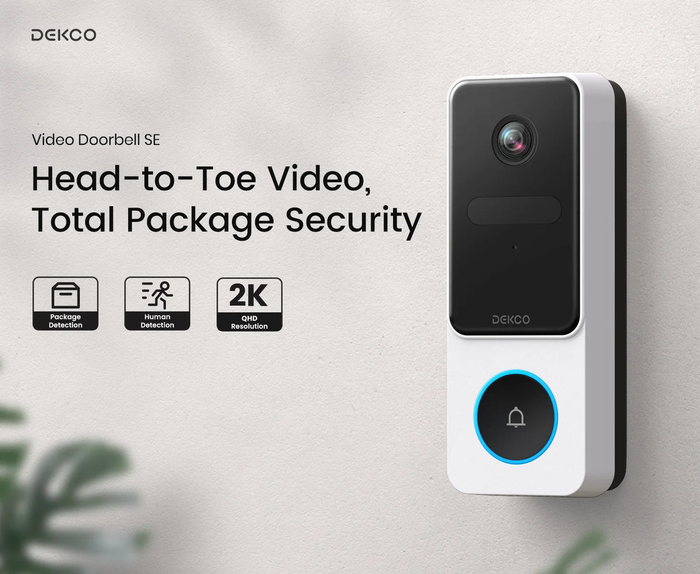Dekco 3MP Wireless Doorbell Video Intercom With WiFi Alexa