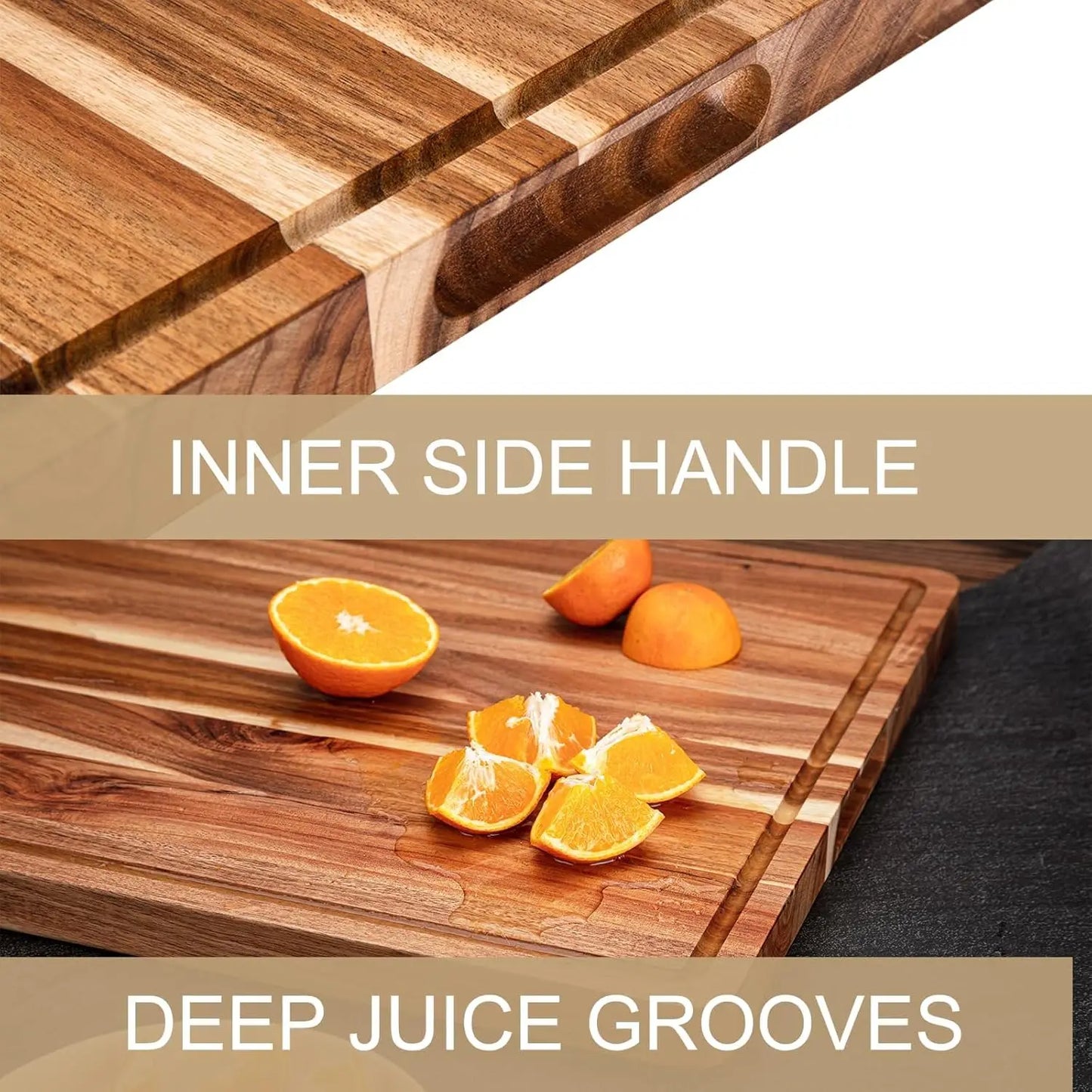 TWISTER.CK Wood Cutting Board With Juice Groove And Reversible