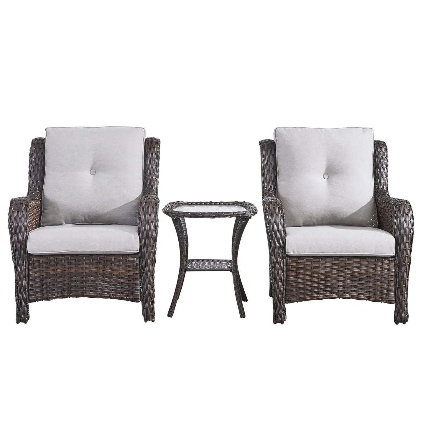 Patio Bistro Set Outdoor Chairs 3-Piece Wicker Rattan Furniture