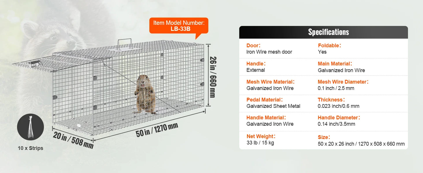 SucceBuy Humane Live Animal Cage Trap For Rodents And Cats