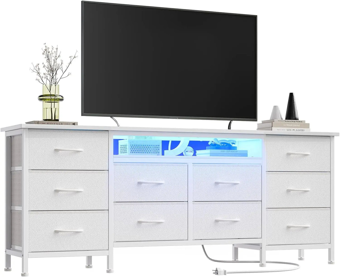 TWISTER.CK TV Stand With LED Lights And Power Outlets
