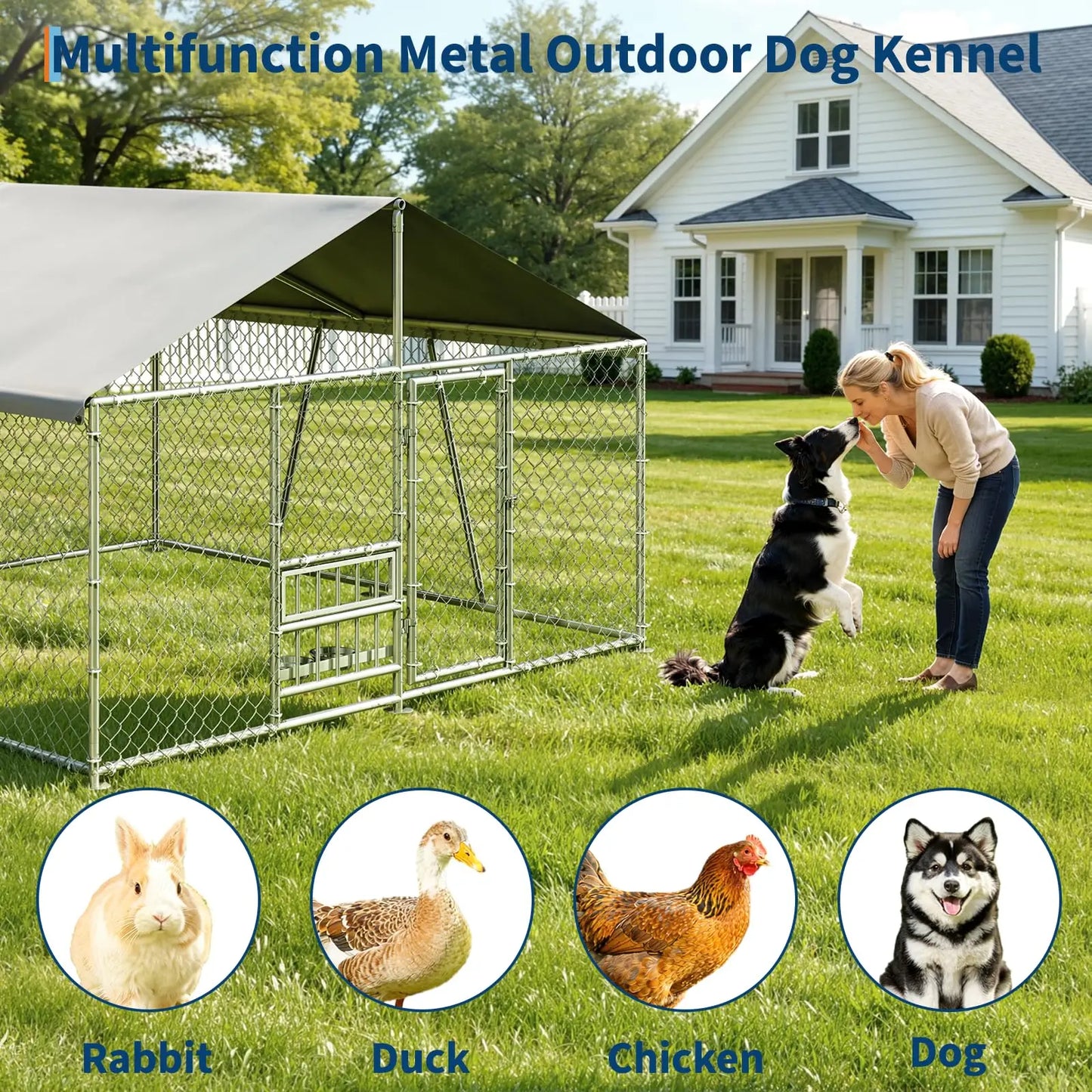 DishyKooker Outdoor Dog Enclosure With Waterproof Roof And Locking Door