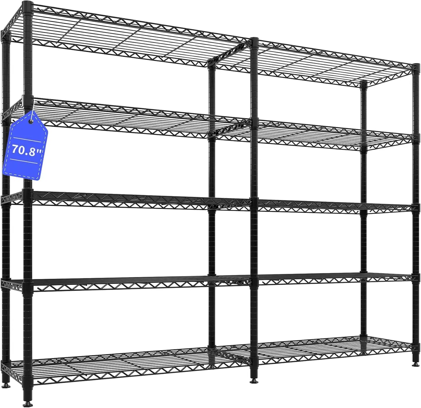 HiMISS Heavy Duty Wire Shelving Unit 5 Tier L Shaped Pantry Rack
