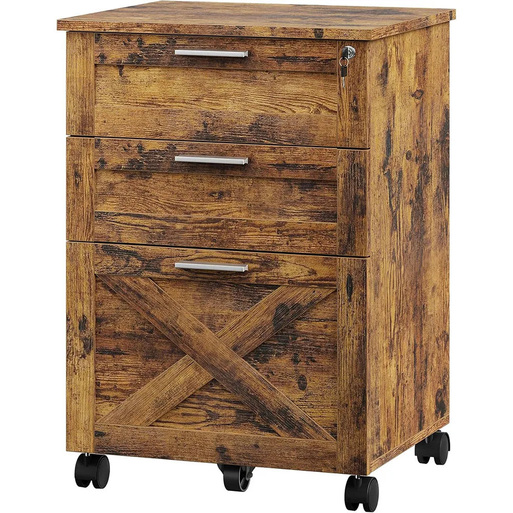 HiMISS 3-Drawer Rolling File Cabinet With Lock For Home Office