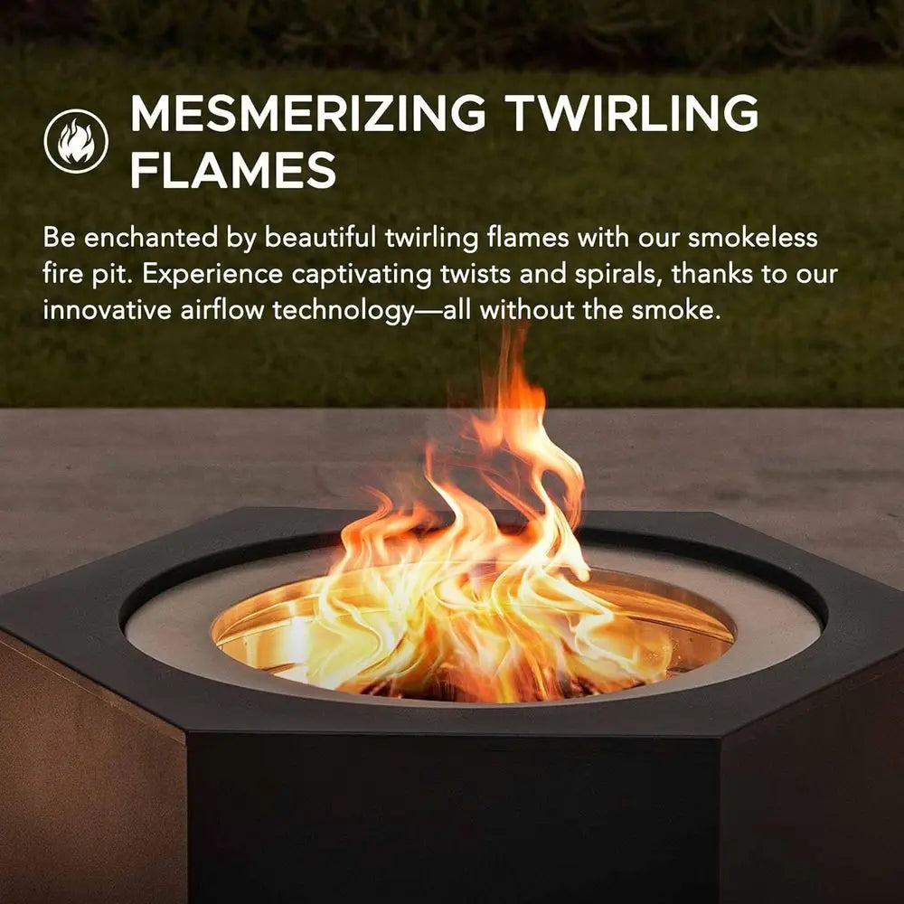 Hexagonal Outdoor Wood Burning Fire Pit With Cover And Poker