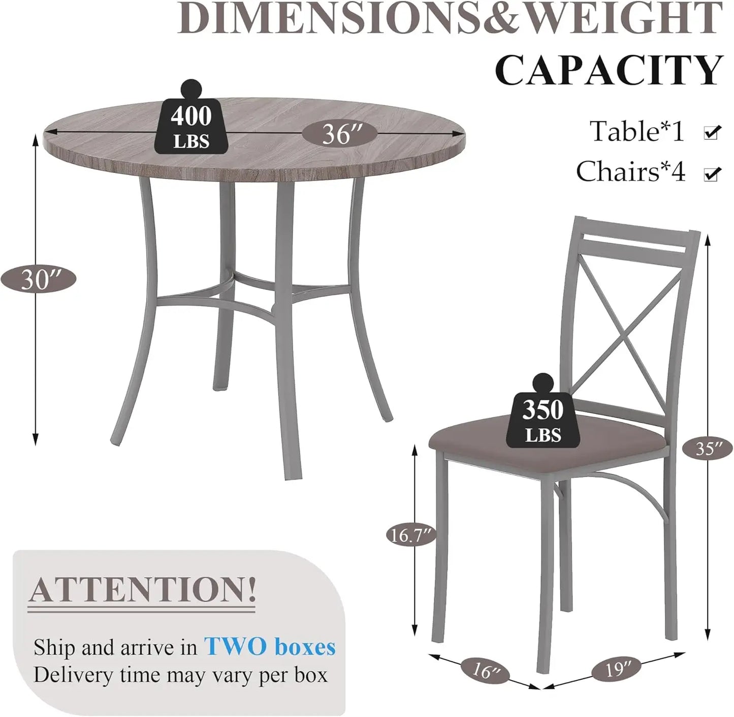 Wood Grain Dining Table Set With Chairs Space Saving