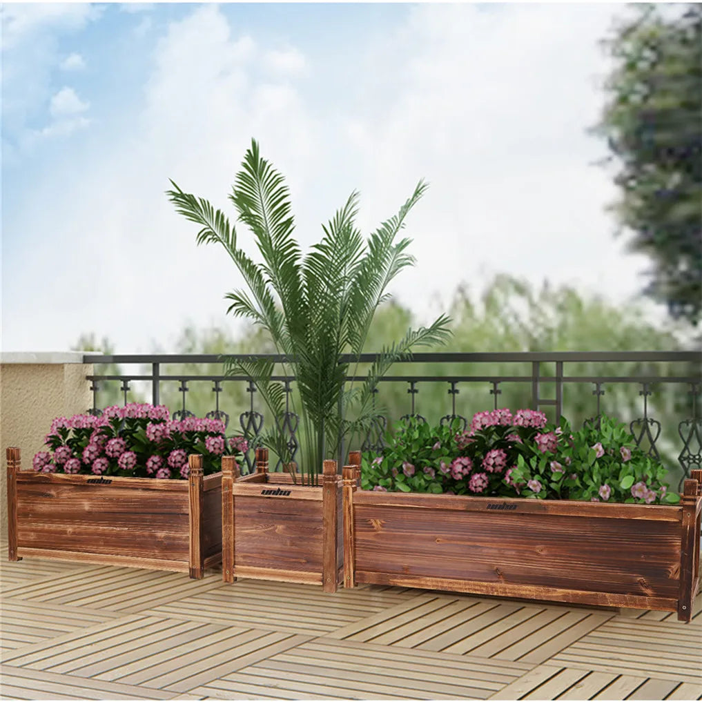 Wooden Raised Flower Bed Planter for Indoor and Outdoor Garden