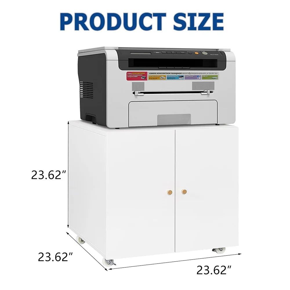 HiMISS Metal Printer Stand With File Storage and Wheels