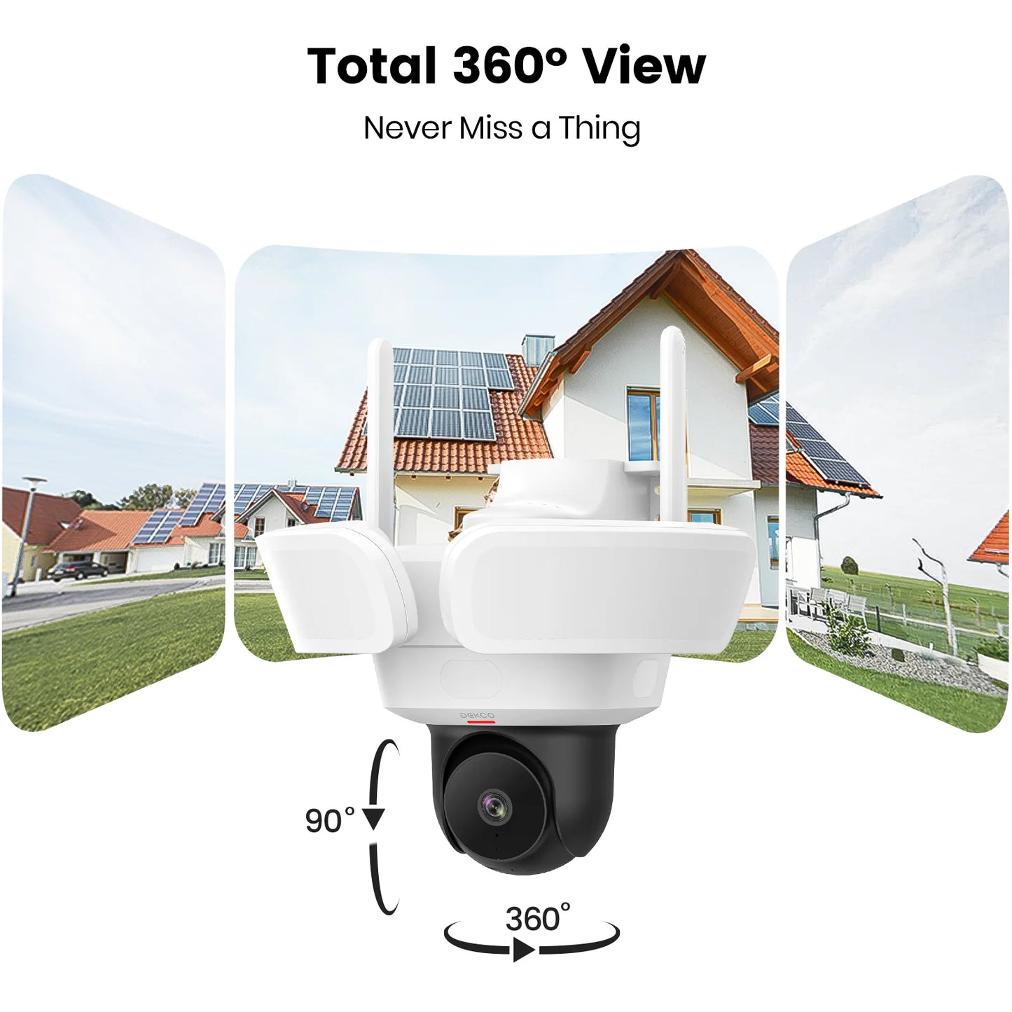 DEKCO 3K UHD WiFi Floodlight Camera With 360 Degree View