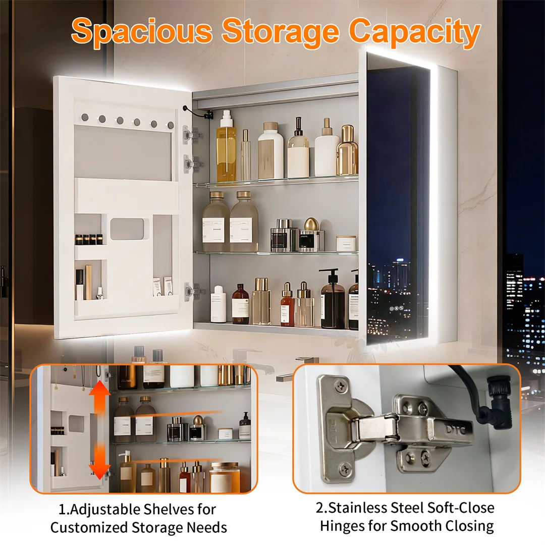 LUVODI LED Lighted Bathroom Cabinet With Bluetooth Speakers