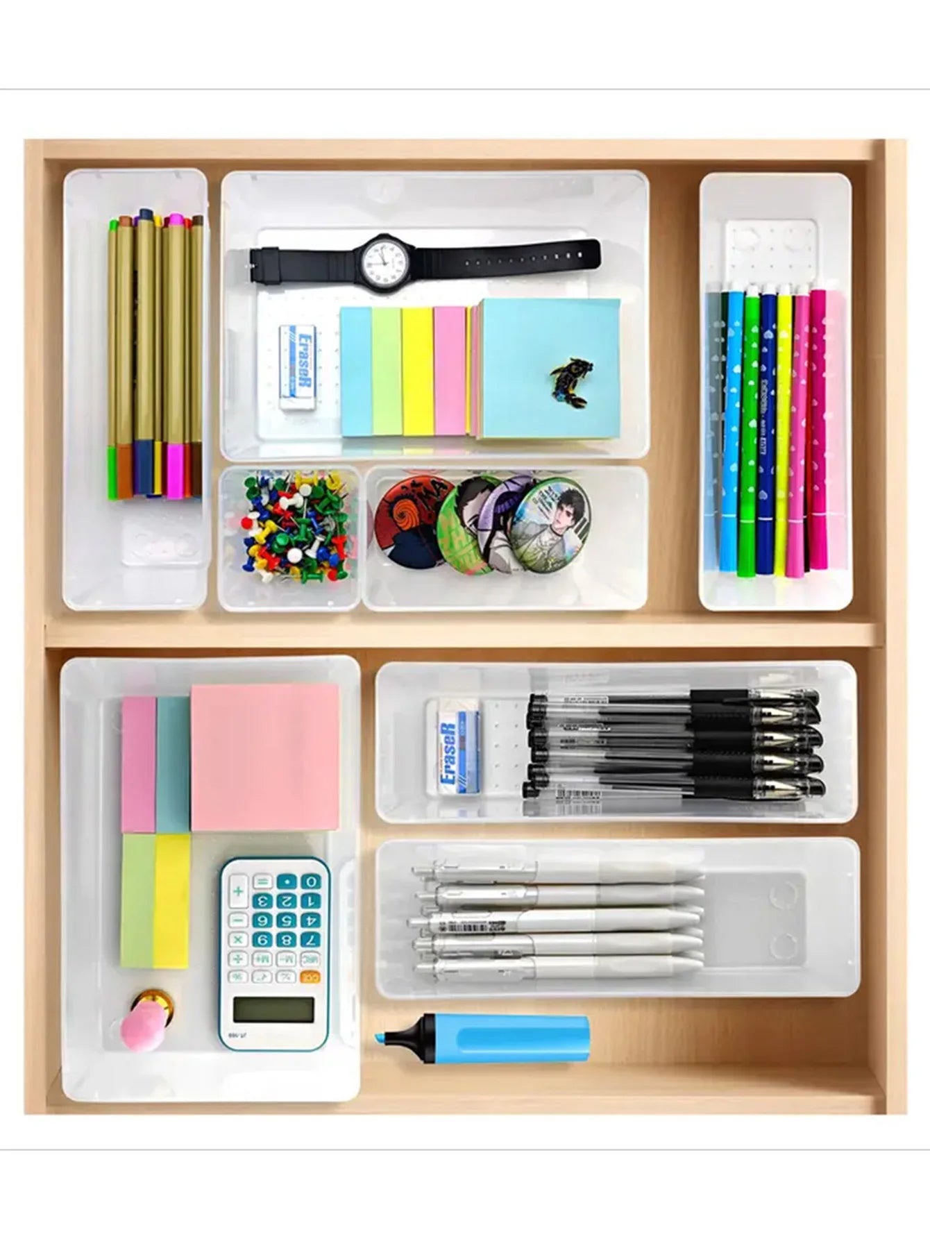 Transparent Plastic Drawer Storage Box Set 44 Piece Multi Functional Organizer