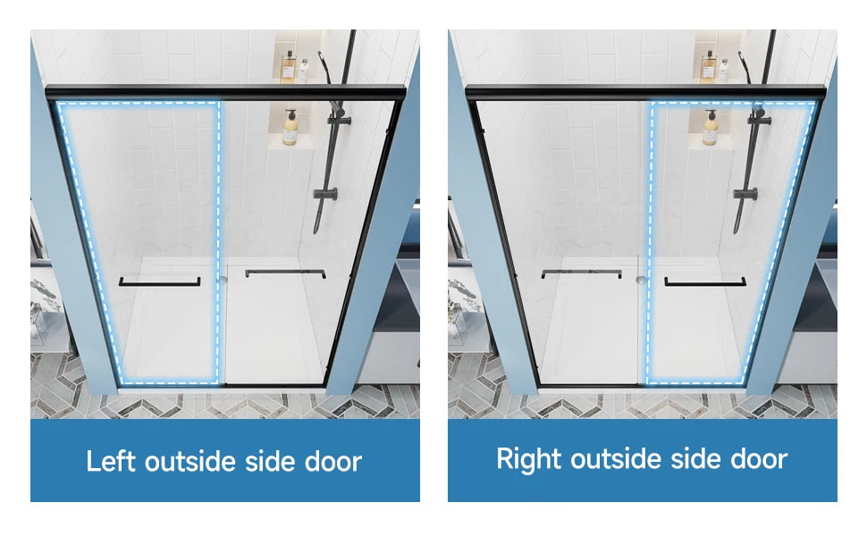 Sh.Kl Matte Black Aluminum Framed Double Sliding Shower Door