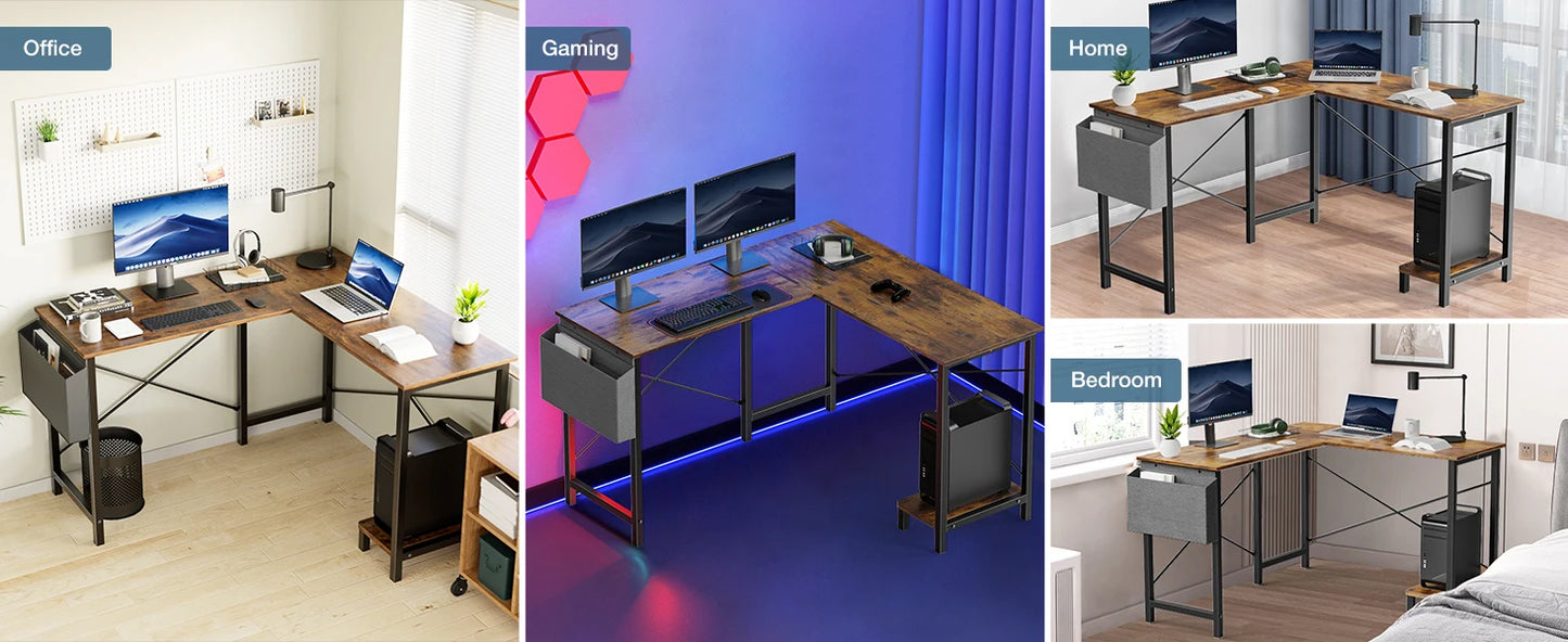 JHK Gaming Corner L Shaped Computer Desk With Storage