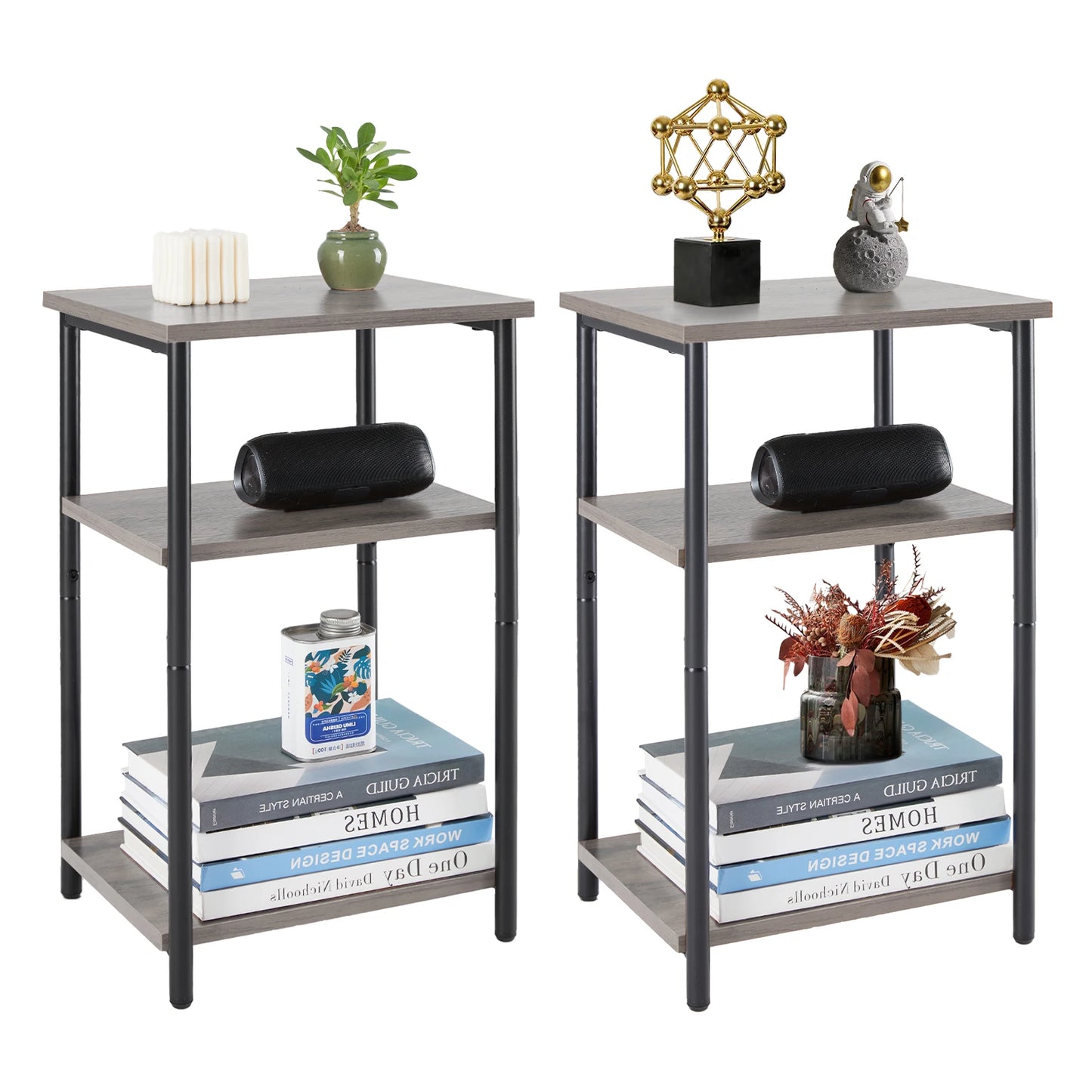 JHK 2/3-Tier End Table and Side Tables With Adjustable Feet