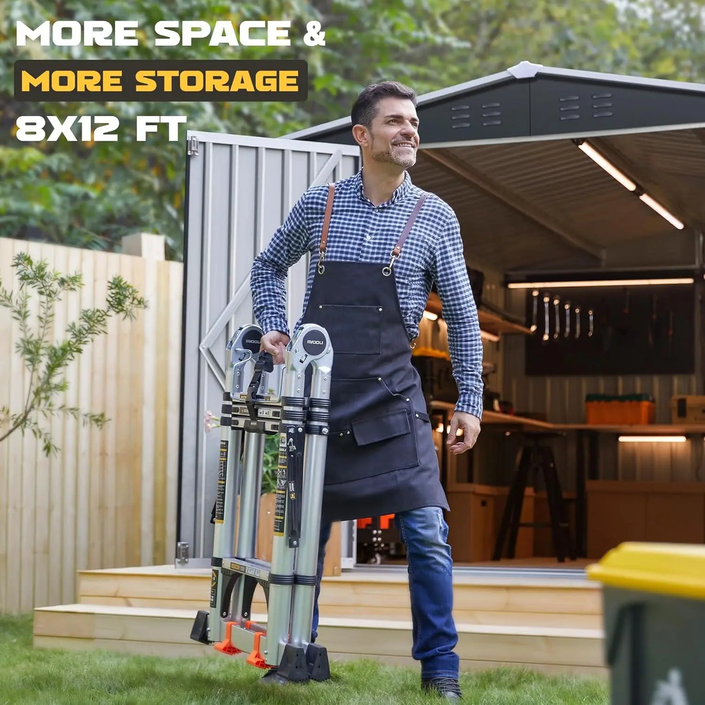 Outdoor Metal Storage Shed With Reinforced Frame For Backyard