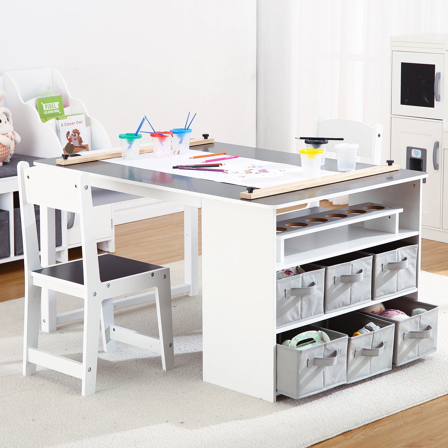 HiMISS Kids Art Table and Chairs Set for Craft Activity