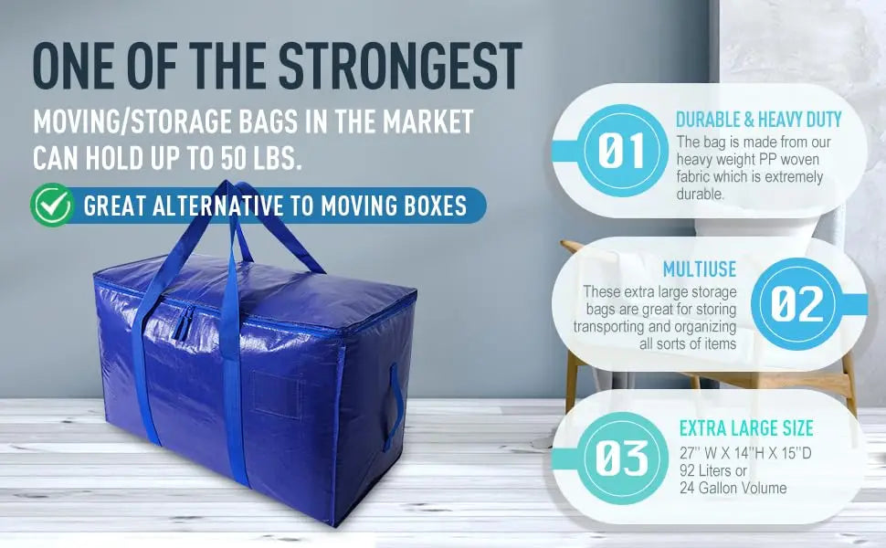 Heavy Duty Moving Bags With Zippers And Carrying Handles