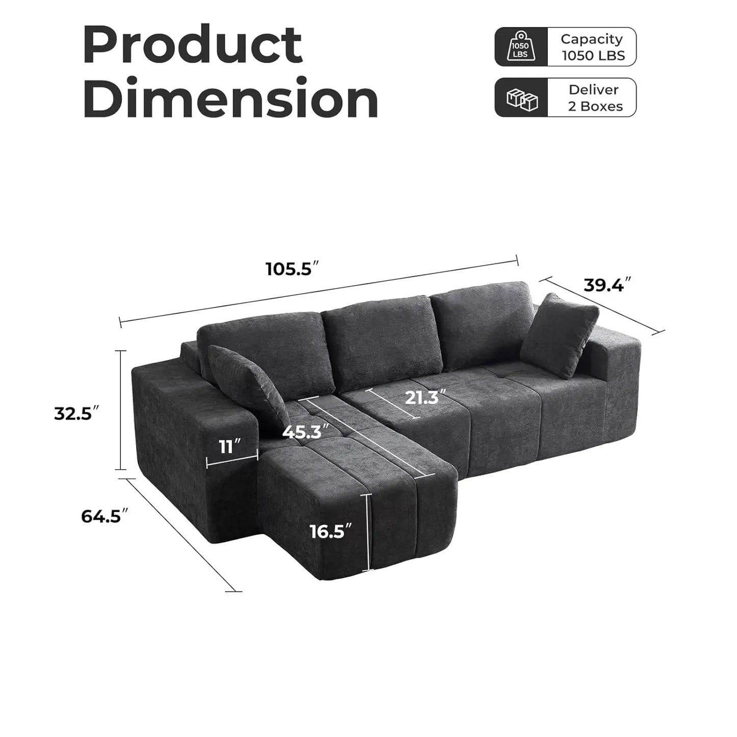 Cloud Modular L Shape Sectional Sofa With Chaise Upholstered Couch