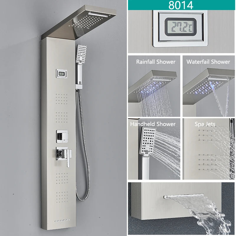 Wanmivezlo LED Shower Panel With Rainfall Jets And Massage