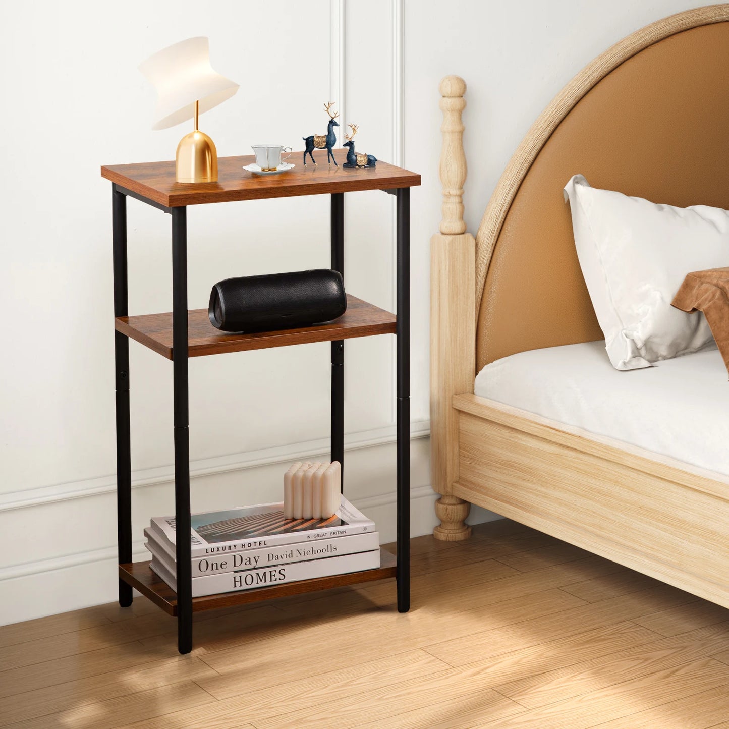 JHK 2/3-Tier End Table and Side Tables With Adjustable Feet
