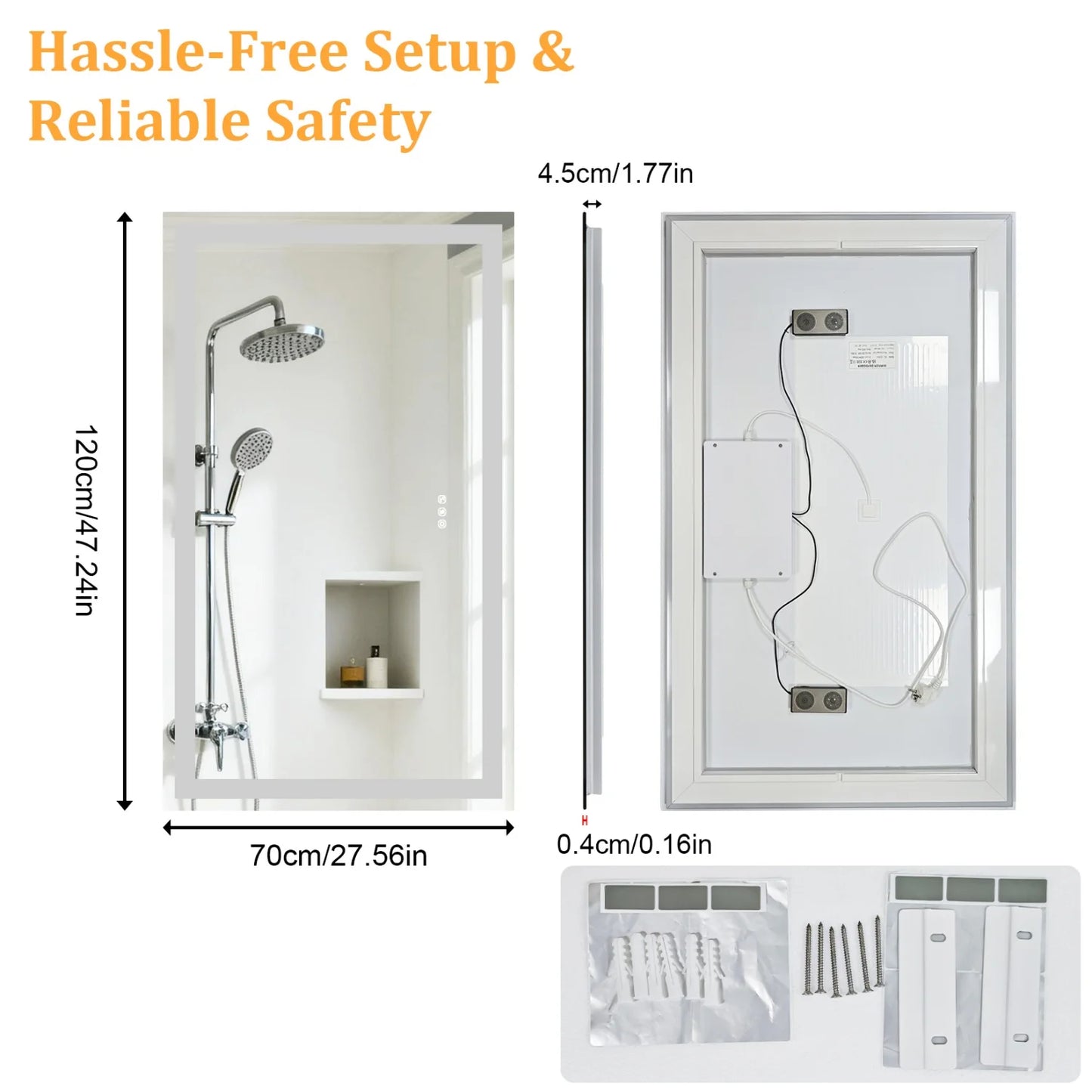 LED Bathroom Mirror With Bluetooth Speaker And Anti Fog Backlit