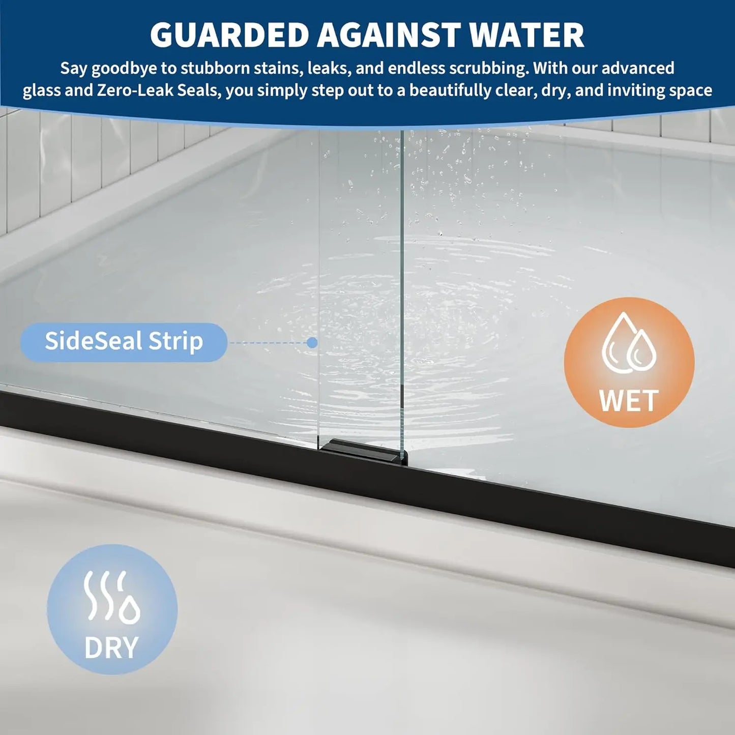 Semi-Frameless Double Sliding Shower Door With Matte Black Frame