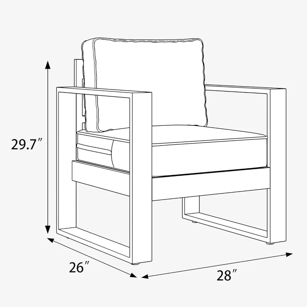 Outdoor Patio Aluminum Armchairs Modern Set With Removable Cushions