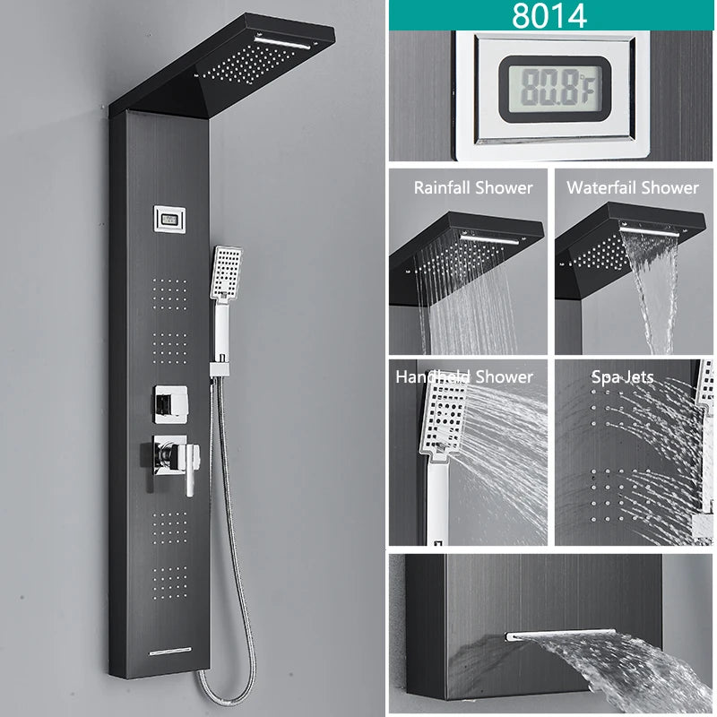Wanmivezlo LED Shower Panel With Rainfall Jets And Massage