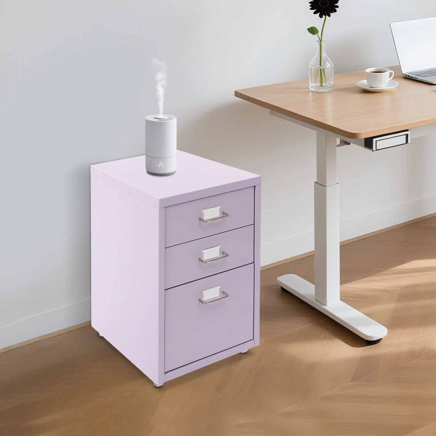 Bymaocar 3 Tier Vertical File Cabinet With Lock On Casters