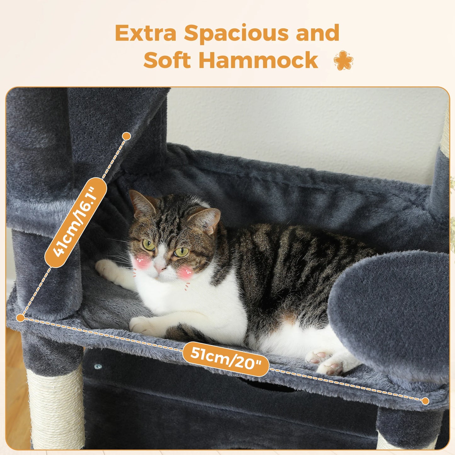 PEQULTI Multi Level Cat Tree Tower With Scratching Posts Hammock
