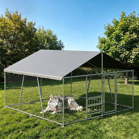 DishyKooker Outdoor Dog Enclosure With Waterproof Roof And Locking Door