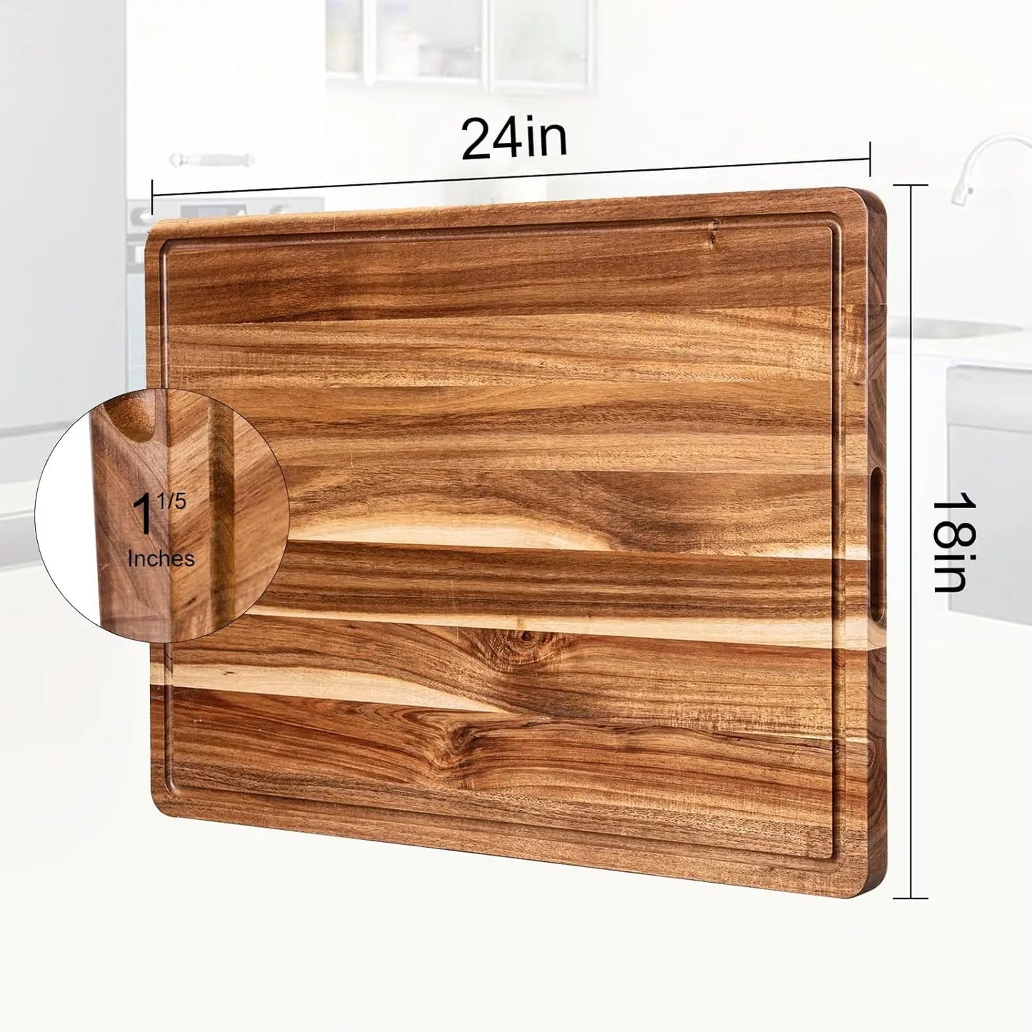 TWISTER.CK Wood Cutting Board With Juice Groove And Reversible