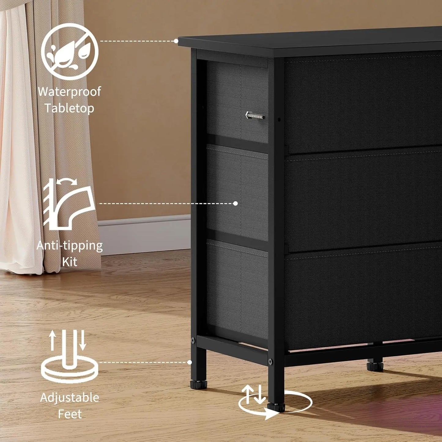 TWISTER.CK TV Stand With LED Lights And Power Outlets