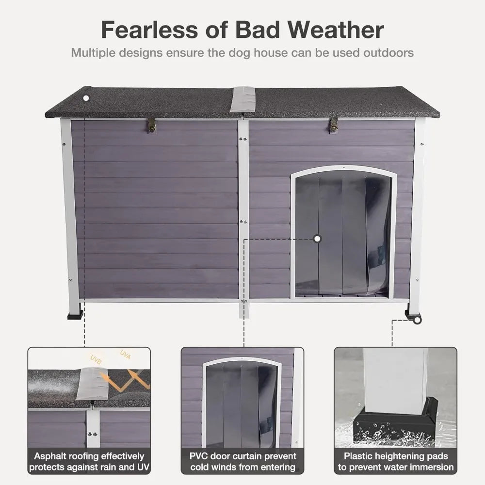 Insulated Outdoor Dog House With Waterproof Liner For All Weather