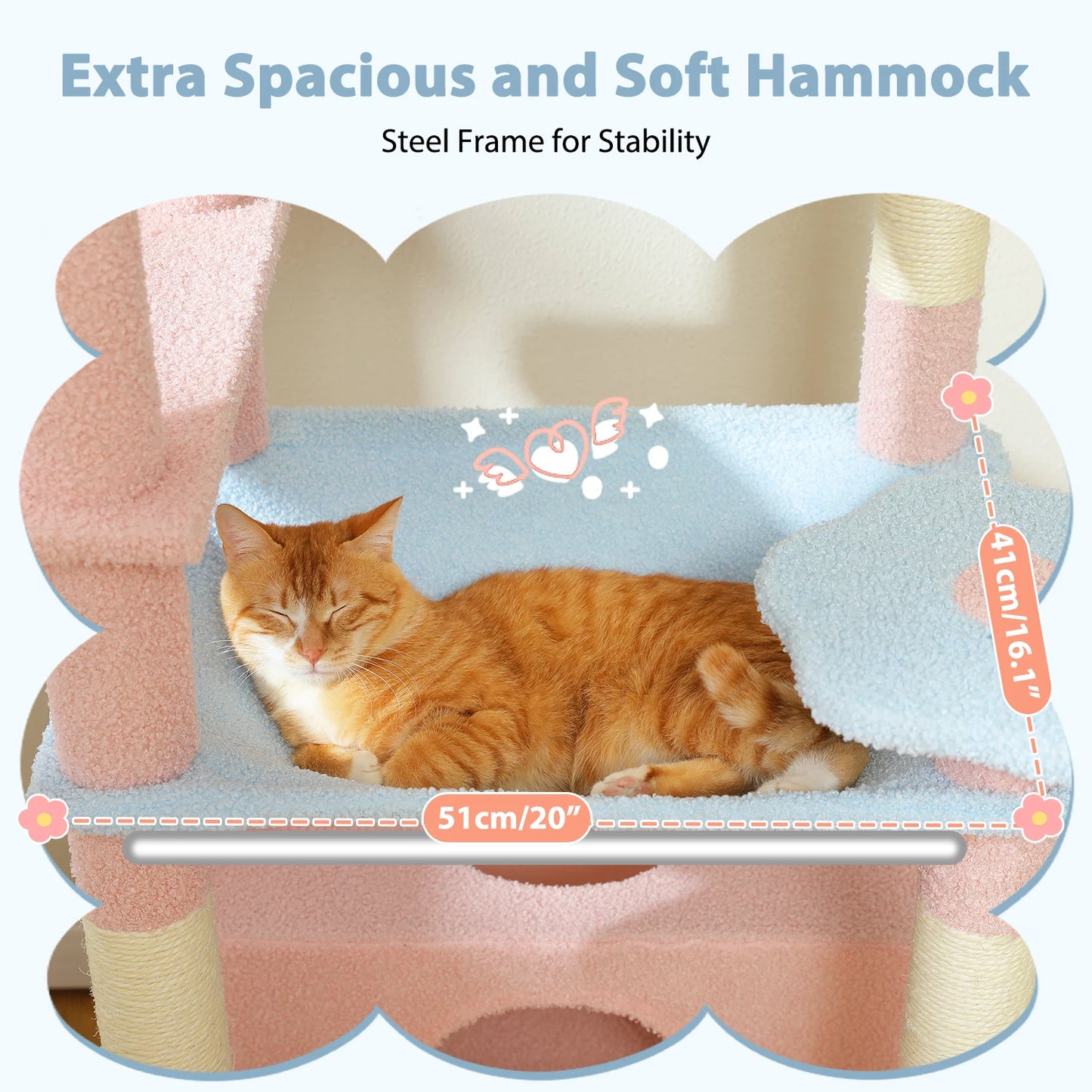 PEQULTI Multi Level Cat Tree Tower With Scratching Posts Hammock