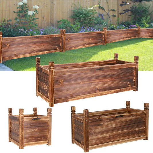 Wooden Raised Flower Bed Planter for Indoor and Outdoor Garden