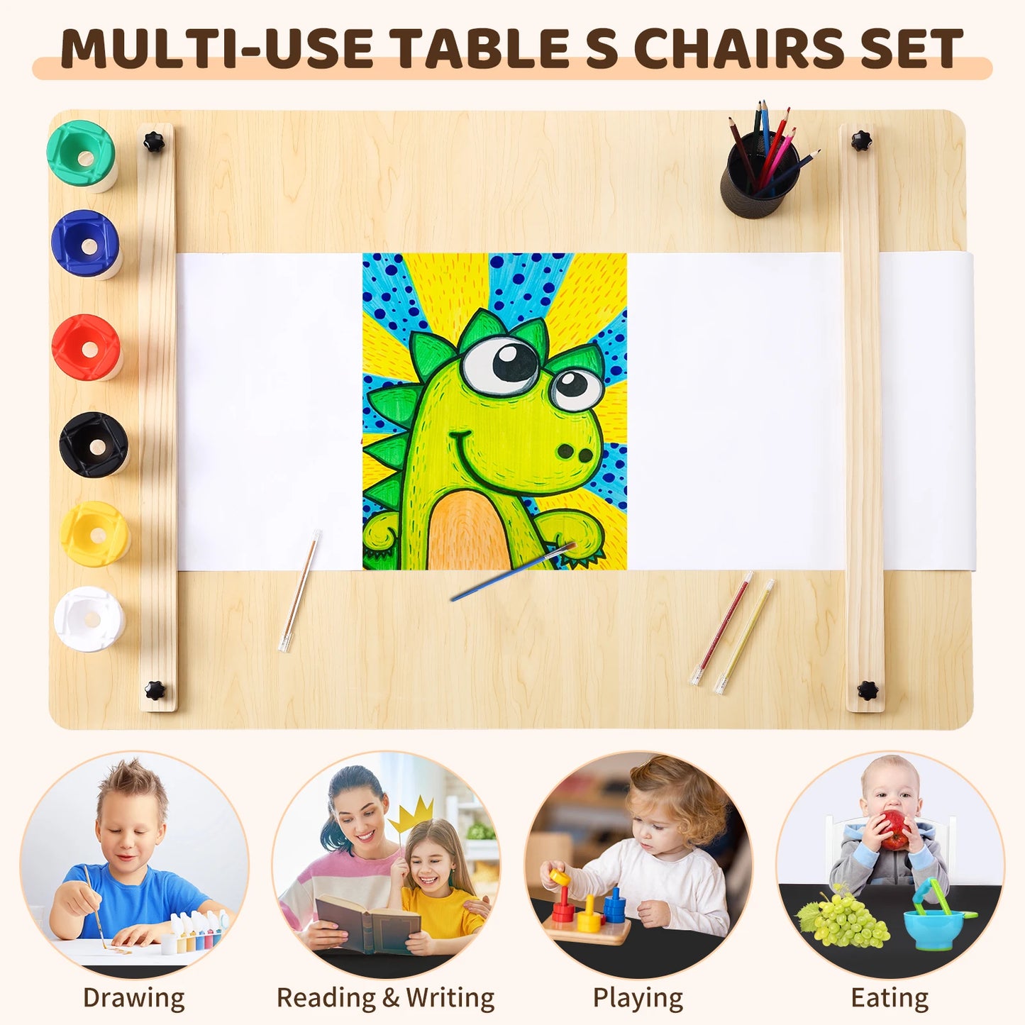 HiMISS Kids Art Table and Chairs Set for Craft Activity