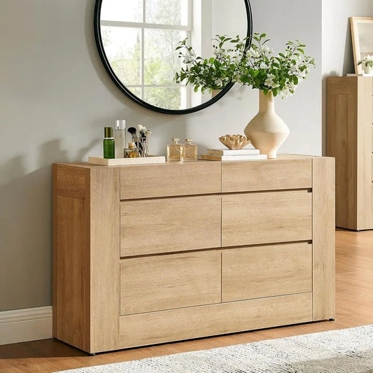 Six Drawer Wide Chest And TV Stand Storage Organizer