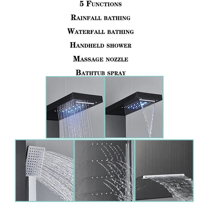 Wanmivezlo LED Shower Panel With Rainfall Jets And Massage