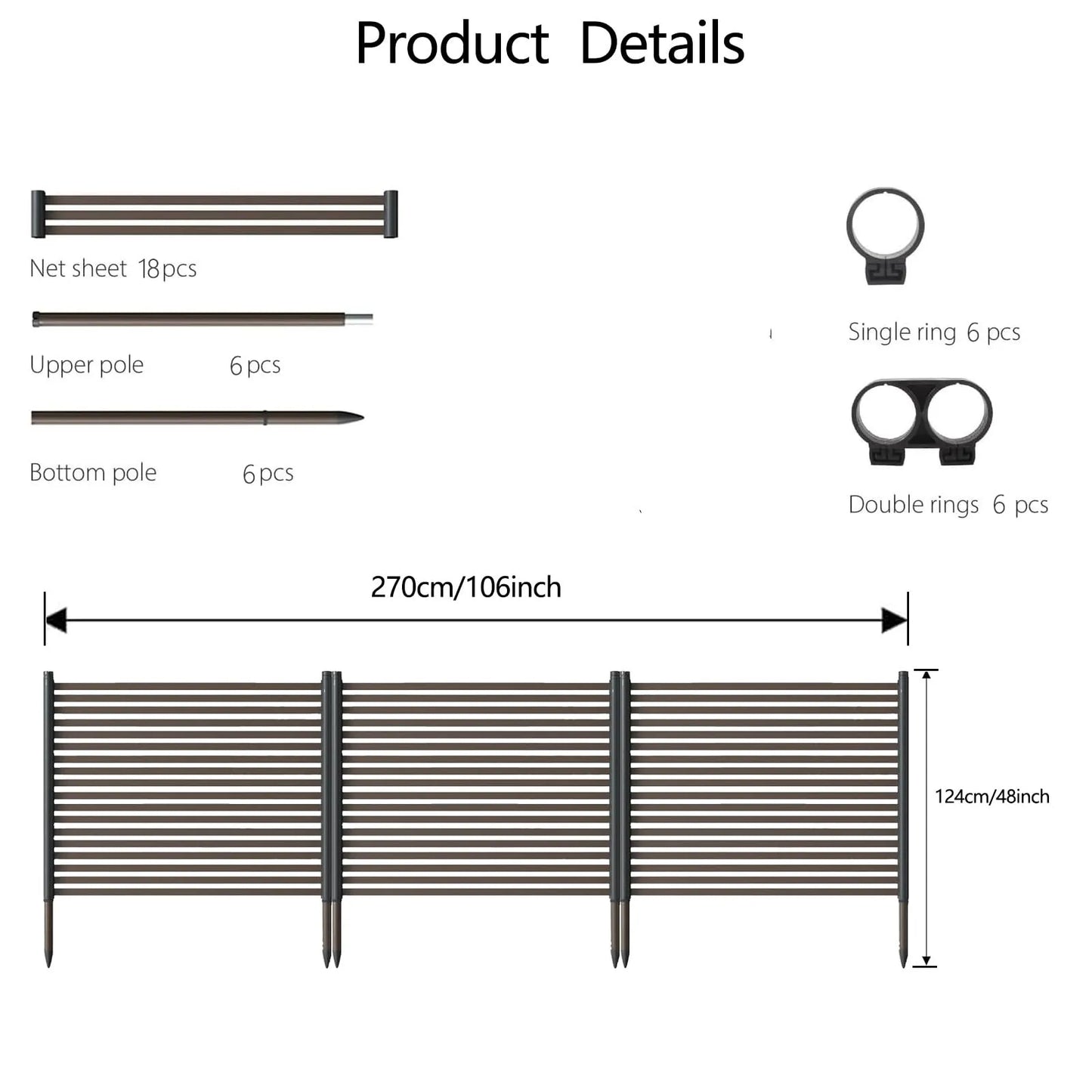 HiMISS No Dig Outdoor Privacy Screen Fence Kit 3 Panel Freestanding Enclosure