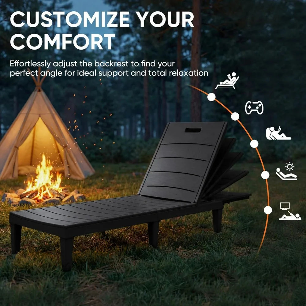 Patio Chaise Lounge Chairs 2 Pack Outdoor Reclining Backrest