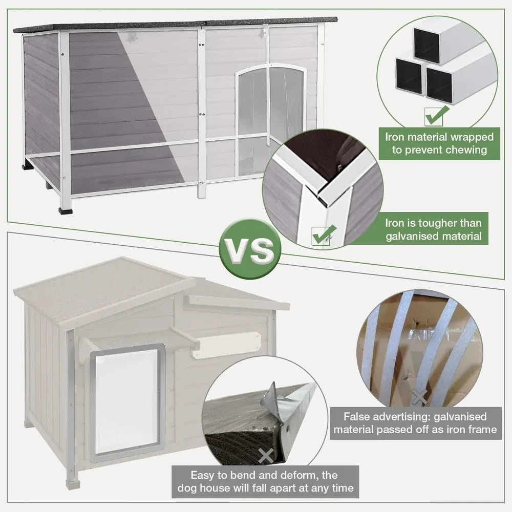 Insulated Outdoor Dog House With Waterproof Liner For All Weather