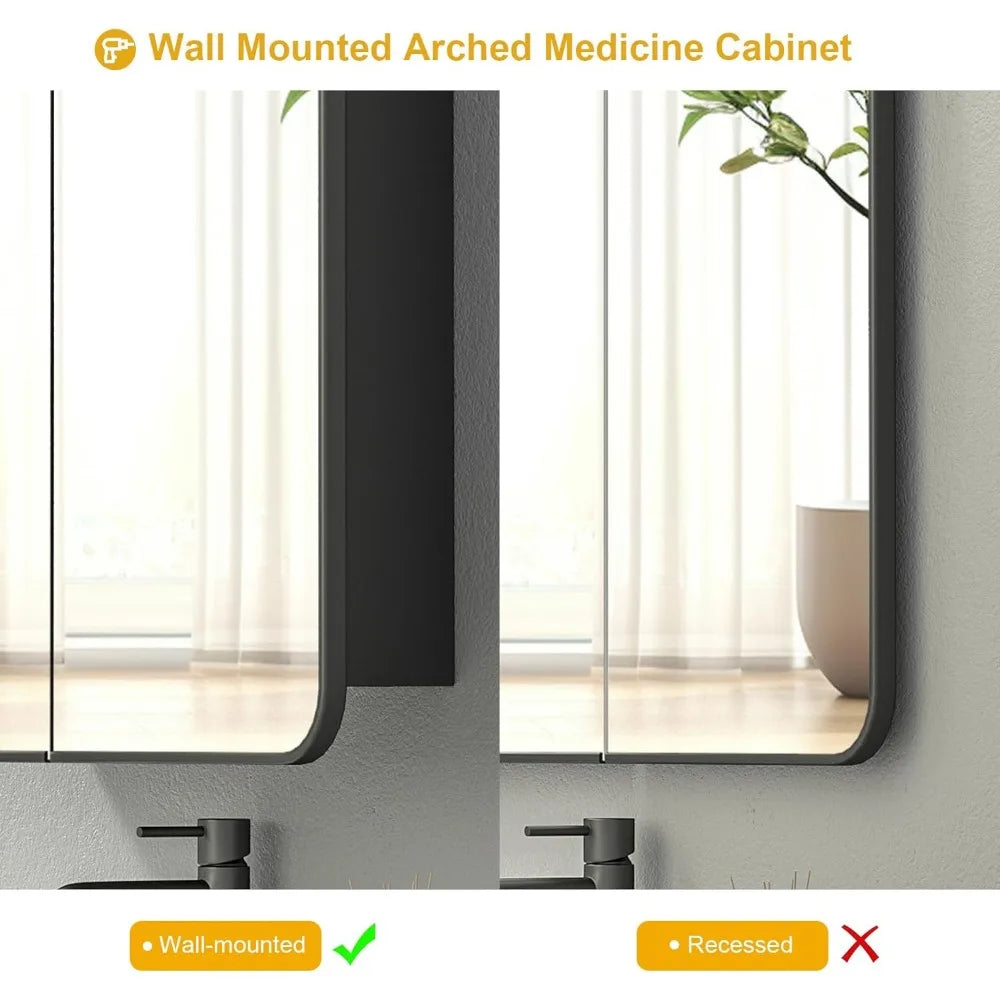 Arched Medicine Cabinet With Mirror For Bathroom Use