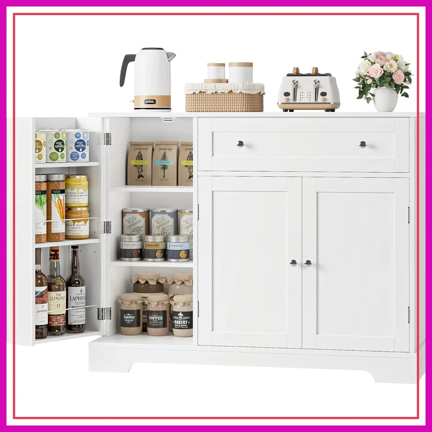 Buffet Cabinet With Storage Modern Sideboard Wood