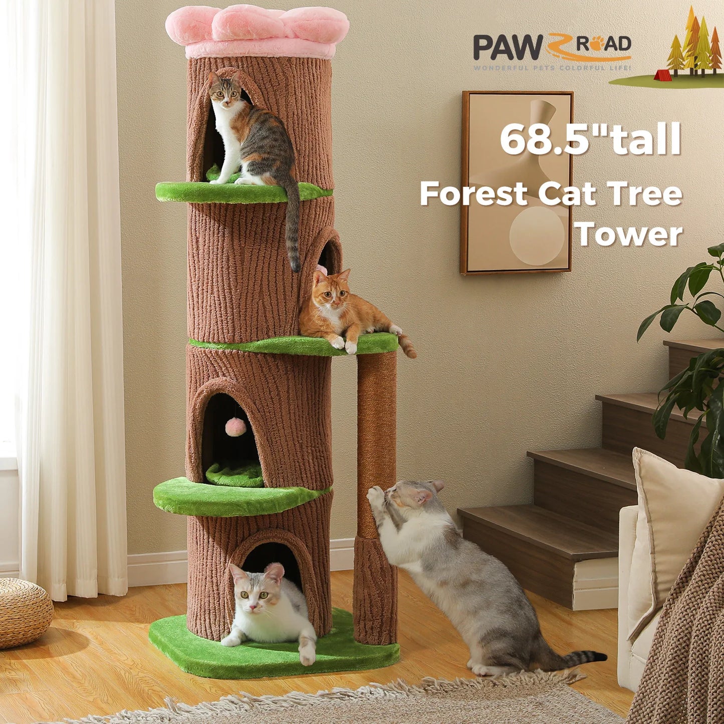 PAWZ Road Multilevel Cat Tree With Condos And Scratching Posts